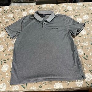 Ben Sherman Polo Shirt Men's Xl Spellout Embroidered Gray Button Pullover Preppy